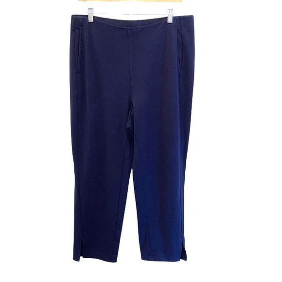 J. Jill Wearever Collection Womens Flat Front Cropped Pants‎ Navy Blue Size XL - Picture 1 of 8